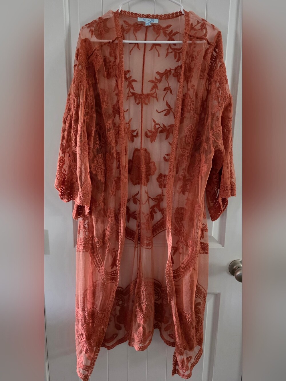She & Sky Sheer Embroidered Kimono NWOT M/L